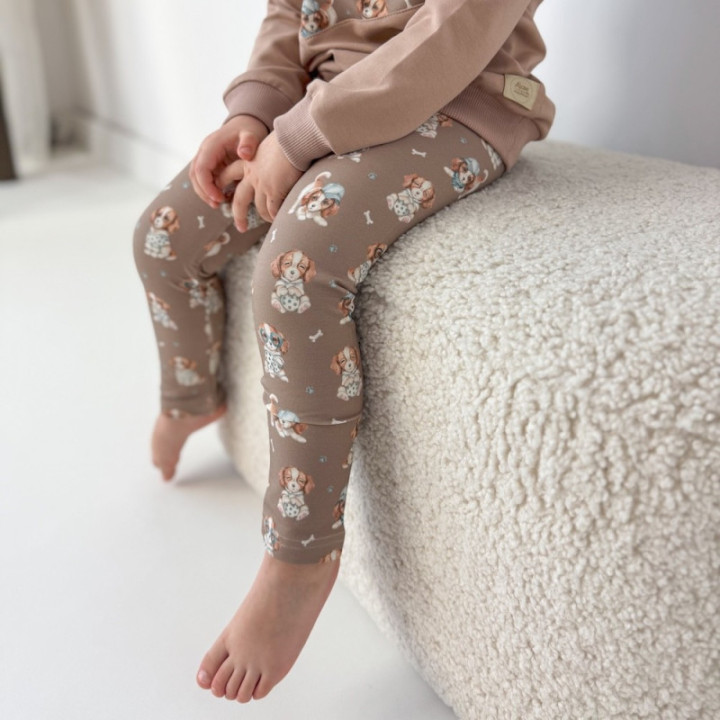 Legginsy pieski beż
