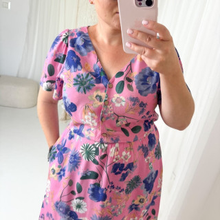 sukienka Carmen niebieskie kwiaty