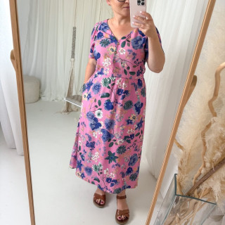 sukienka Carmen niebieskie kwiaty