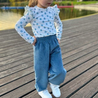 Bluzka Maja jersey kwiatuszki jeans na ecru