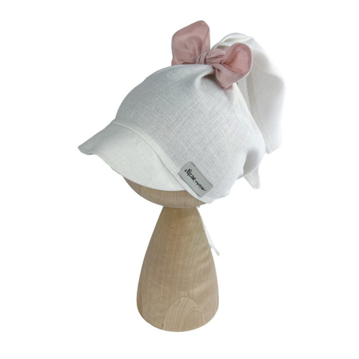 Chusta len biały z kokardą