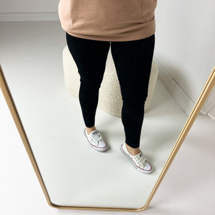 Legginsy damskie prążek czarny
