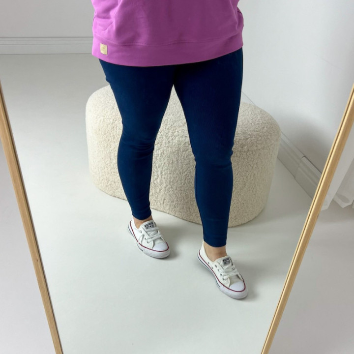 Legginsy damskie prążek granat
