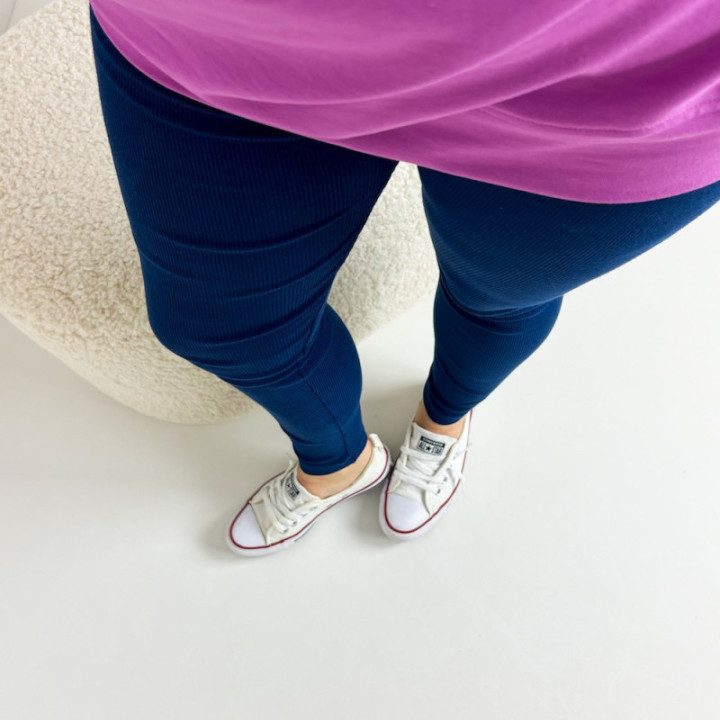 Legginsy damskie prążek granat