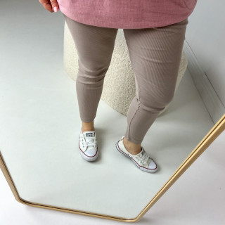 Legginsy damskie prążek latte