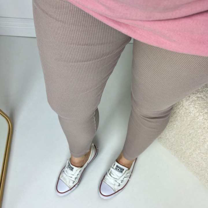 Legginsy damskie prążek latte