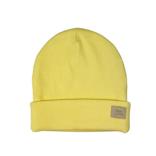 Czapka wywijana prążek cytryna