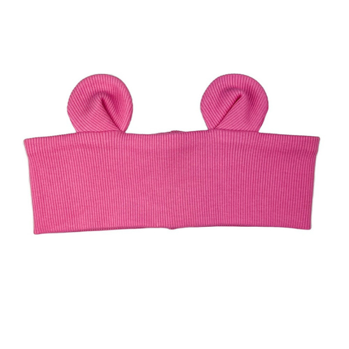 Opaska z uszami prążek candy pink