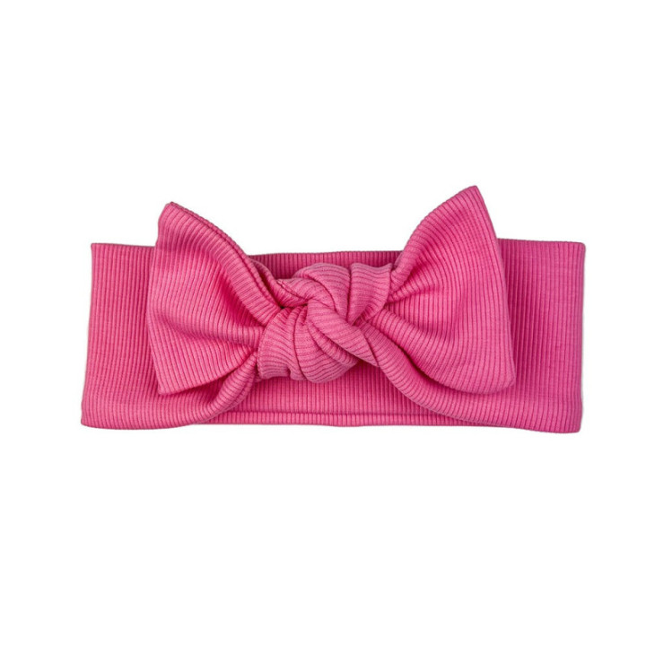 Opaska z kokardą prążek candy pink