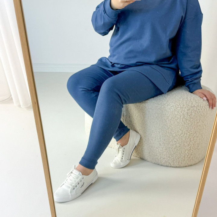 Legginsy damskie prążek jeans