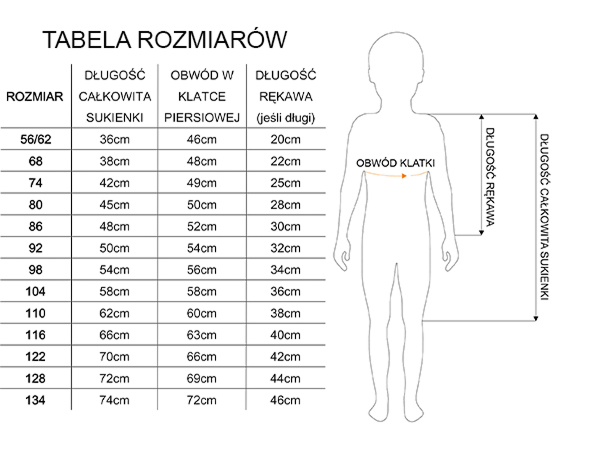 zreczne wystroje tabela rozmiarów